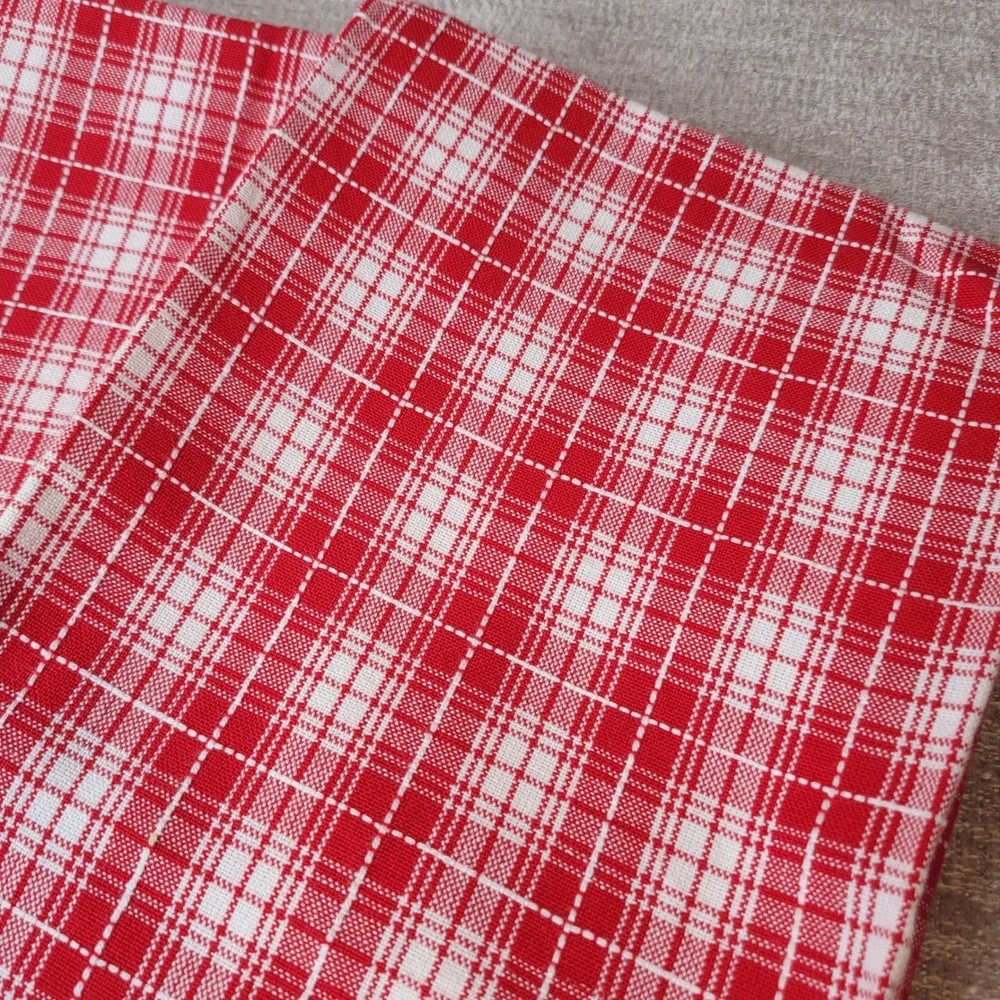 Crate & Barrel Dishtowel Red White Plaid Cotton Set of 5 Cotton‎ New Old stock